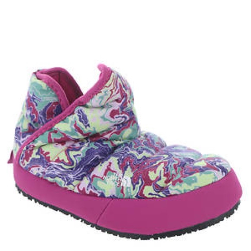 The North Face pink multi Traction booties thermal slippers (Toddler)